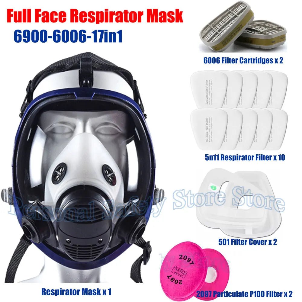Chemical Gas Mask 6800 Dust Respirator Anti-Fog Full Face Mask Filter For Industrial Acid Gas, Welding Spray Paint Insecticide