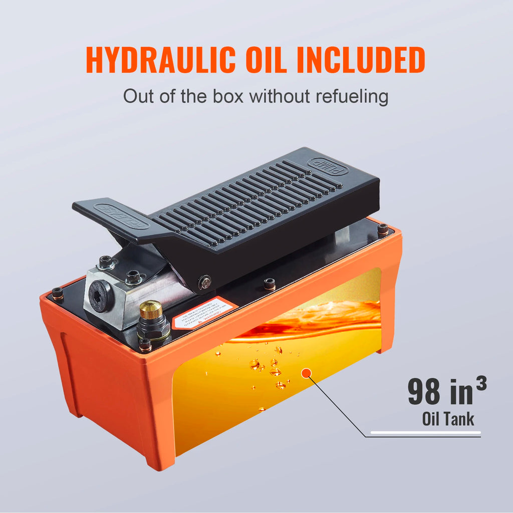 SucceBuy Air Hydraulic Pump 10,000 PSI 1/2 Gal Reservoir Foot Actuated Air Treadle for Auto Body Frame Machines and Pulling Post