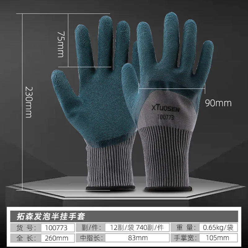 Heavy Duty Work Gloves, High Wear-Resistant Rubber Palm with Anti-Slip Grip, Thermal Fleece Lined for Cold Weather Jobs