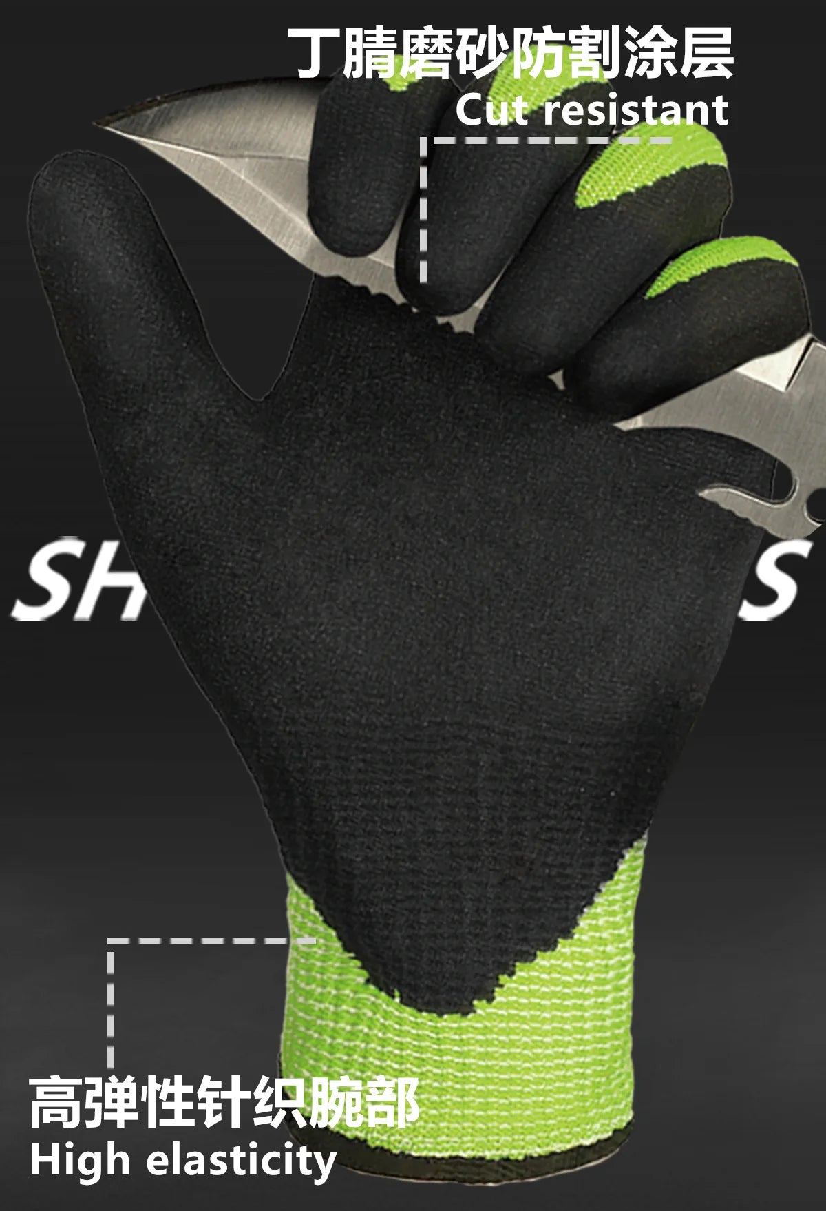 A6 Cut Resistant Gloves Steel Wire Anti-Cut Puncture Proof Anti-Slip Breathable Work Safety Gloves for Construction