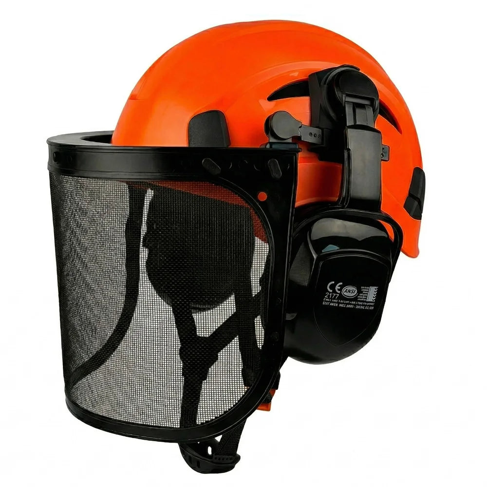 CE ANSI 3 in 1 Forestry Safety Helmet with Face Shield Earmuffs ABS Hard Hat for Logging Chainsaw Brushcutter Trimmer Work Cap