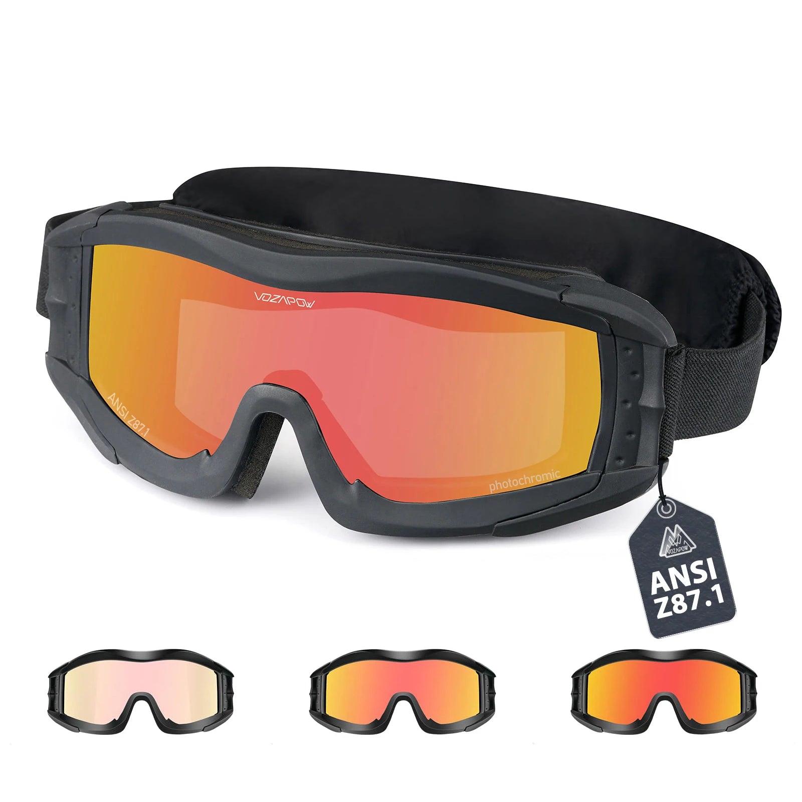 Vozapow Professional Shooting Glasses Anti Fog Impact Resistant Safety Sunglasses UV400 Mountaineering Airsoft Tactical Goggles