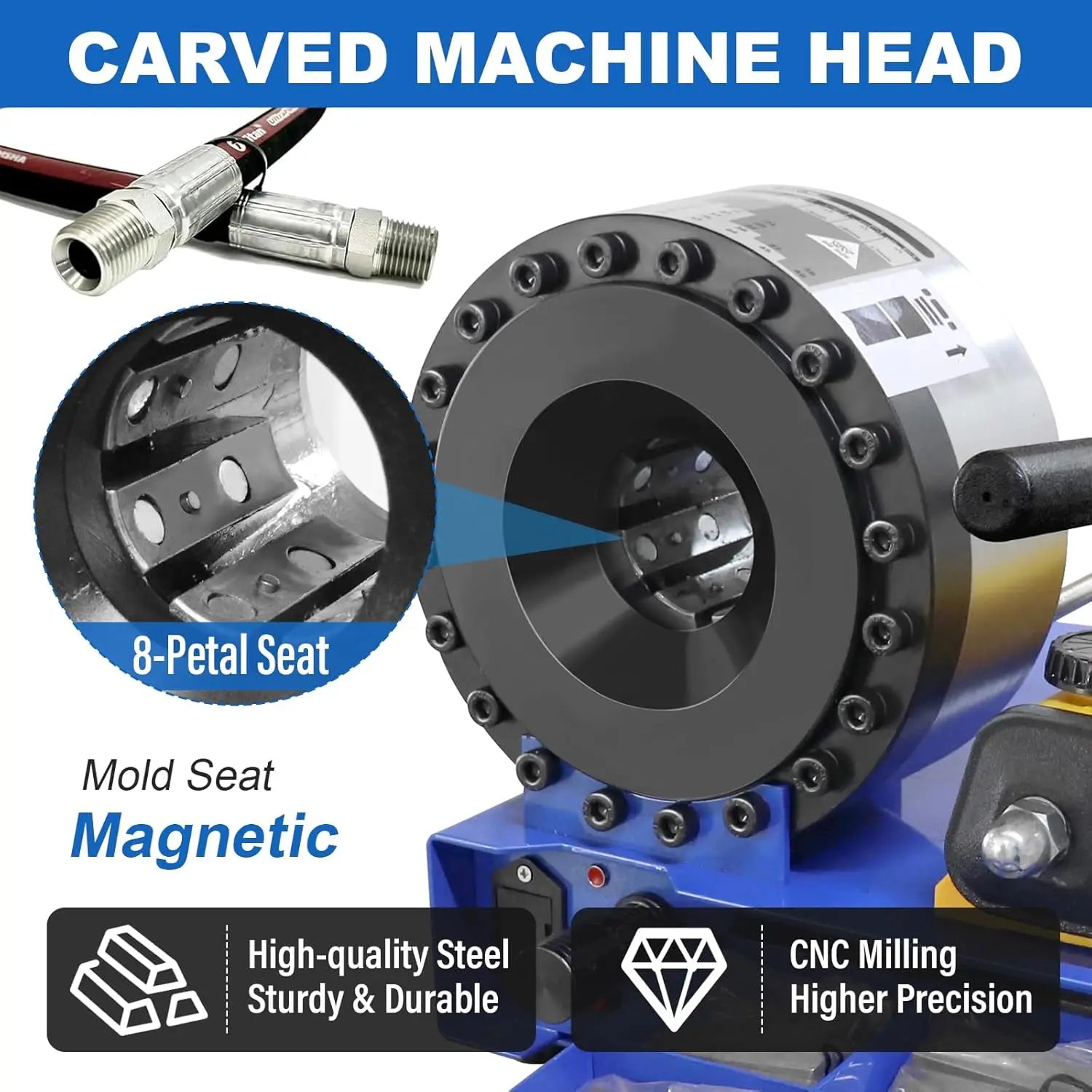Hydraulic Hose Crimper Mchine with 8 Sets of Dies Manual Hose Crimping Tool, High Pressure Handheld Shrink Tube Machine