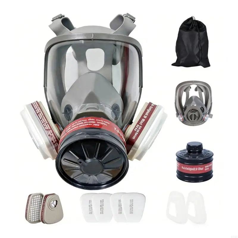 6800 Series Double Purpose Adjustable Full Face Respirator Mask for External Filter Canisters for Chemical Dust Protect 896C