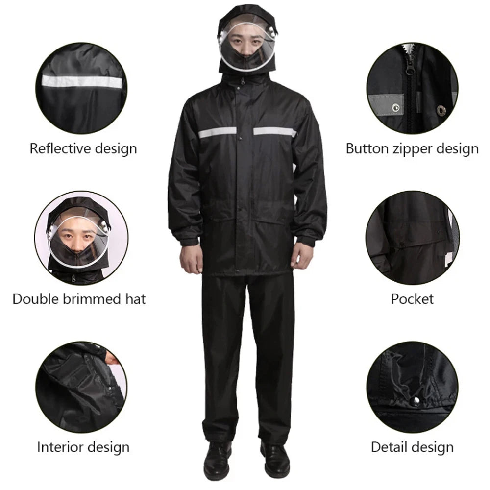Rain Suit for Men Women Jackets Pant Gear Waterproof Motorcycle Hivis Raincoat