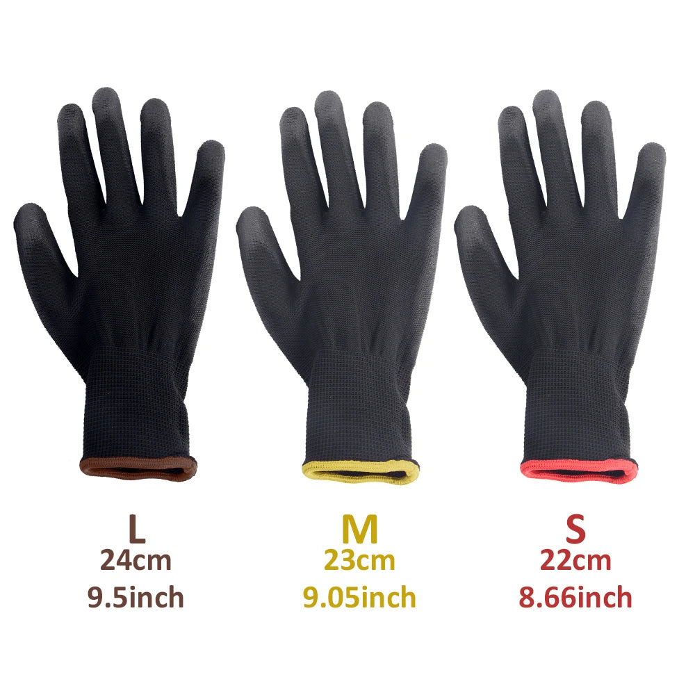 10/30 Pair Logo Free Polyurethane Gloves Safety Work Gloves Repair Gloves Palm Coated Gloves Carpenter Repairman Supplies