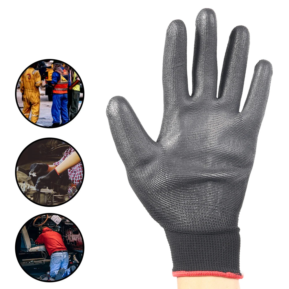 10/30 Pair Logo Free Polyurethane Gloves Safety Work Gloves Repair Gloves Palm Coated Gloves Carpenter Repairman Supplies