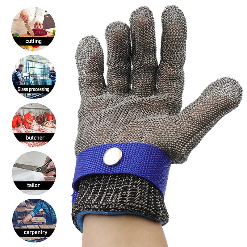 Stainless Steel Gloves Anticut Safety Cut Resistant Hand Protective Metal Glove Meat Mesh For Butcher Wire Knife Proof Cut Glove