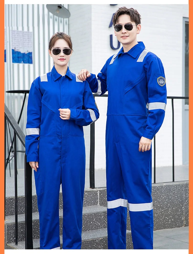 High Temperature Resistant Uniform Anti-static Flame Resistant Coveralls Hi Vis Safe Clothing Cotton Work Overall Welding Suit