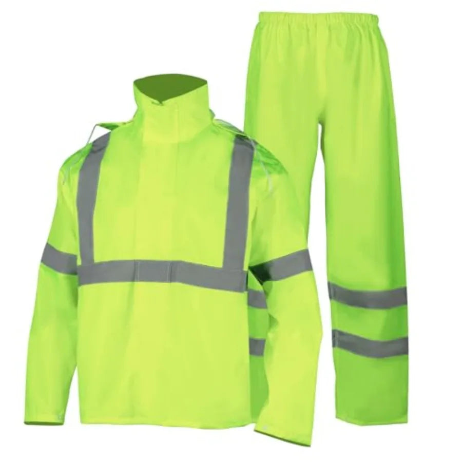 Hi Vis Safety Rainsuit for Men Waterproof Yellow Reflective Class 3 Rain Jacket Gear Pants S/M