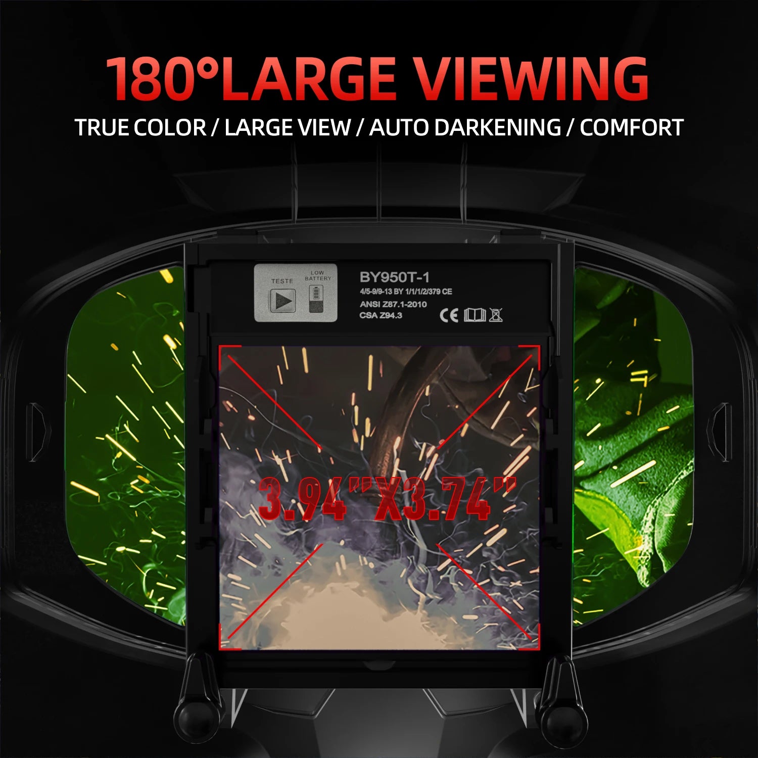 ANDELI Auto Darkening Welding Helmet Panoramic 180° View True Color 4 Arc Sensor Welding Mask for MIG MAG MMA Welder Machine
