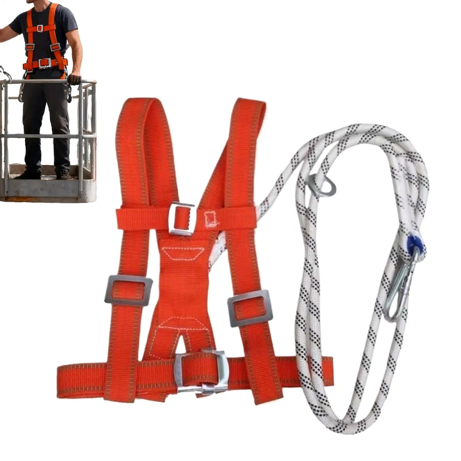 Adjustable Safety Harness Fall Protection, Double-Strap Full Body Harness for Window Cleaning, Warehouse, Construction & Work