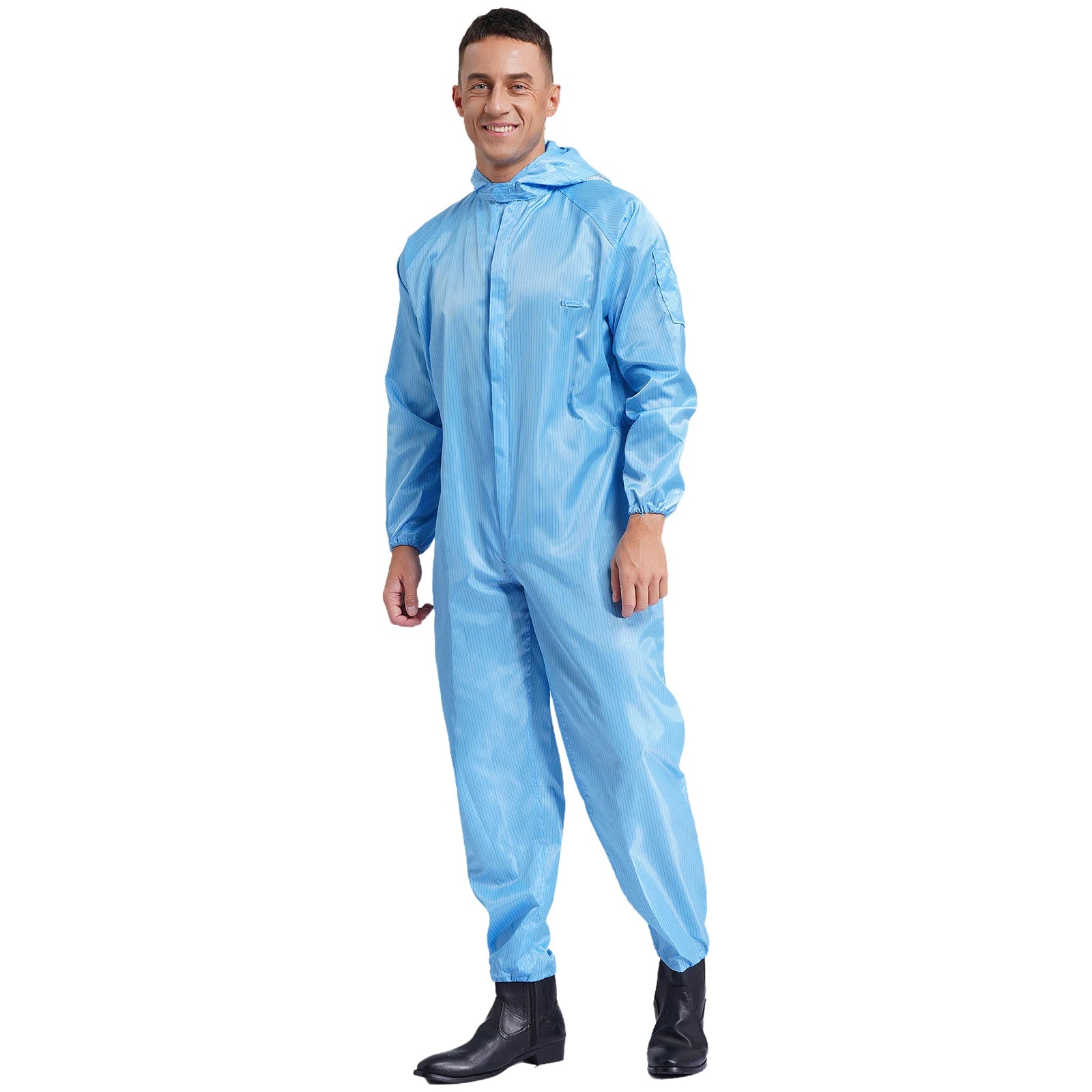 Adult Anti-Static Hooded Coverall Workshop Uniform Long Sleeve Zipper Dust-proof Overalls Jumpsuit for Lab Worker Spray Paint