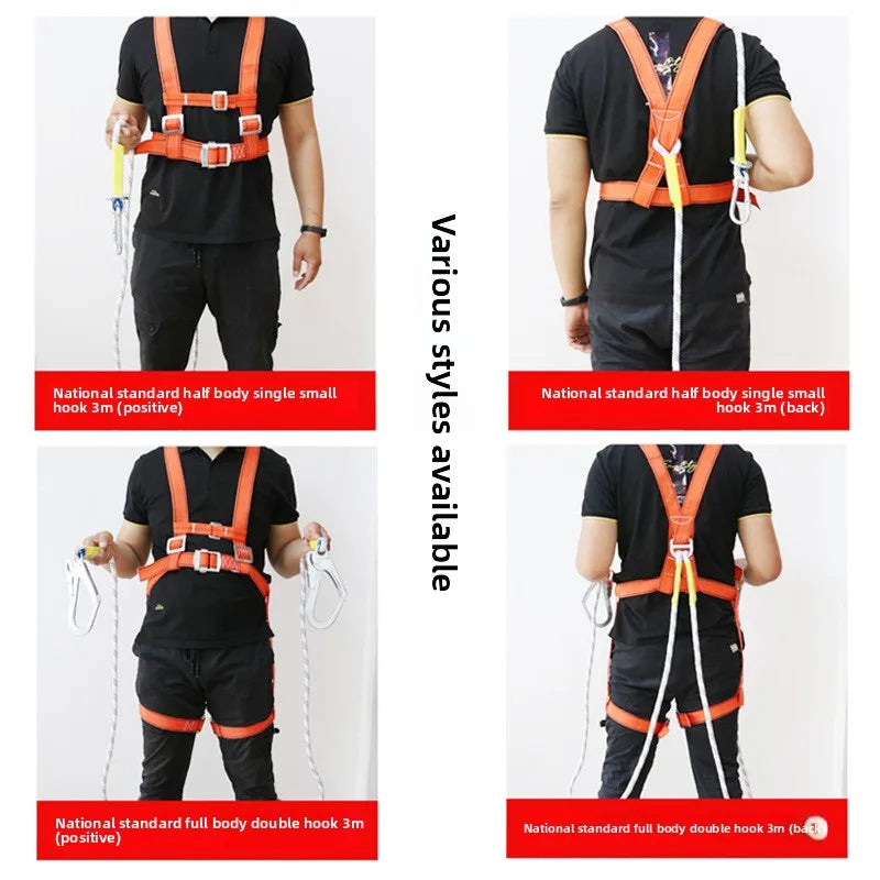 National Standard Double Back Full Body Double Hook Buffer Safety Belt European Five Point High-altitude Work Safety Belt