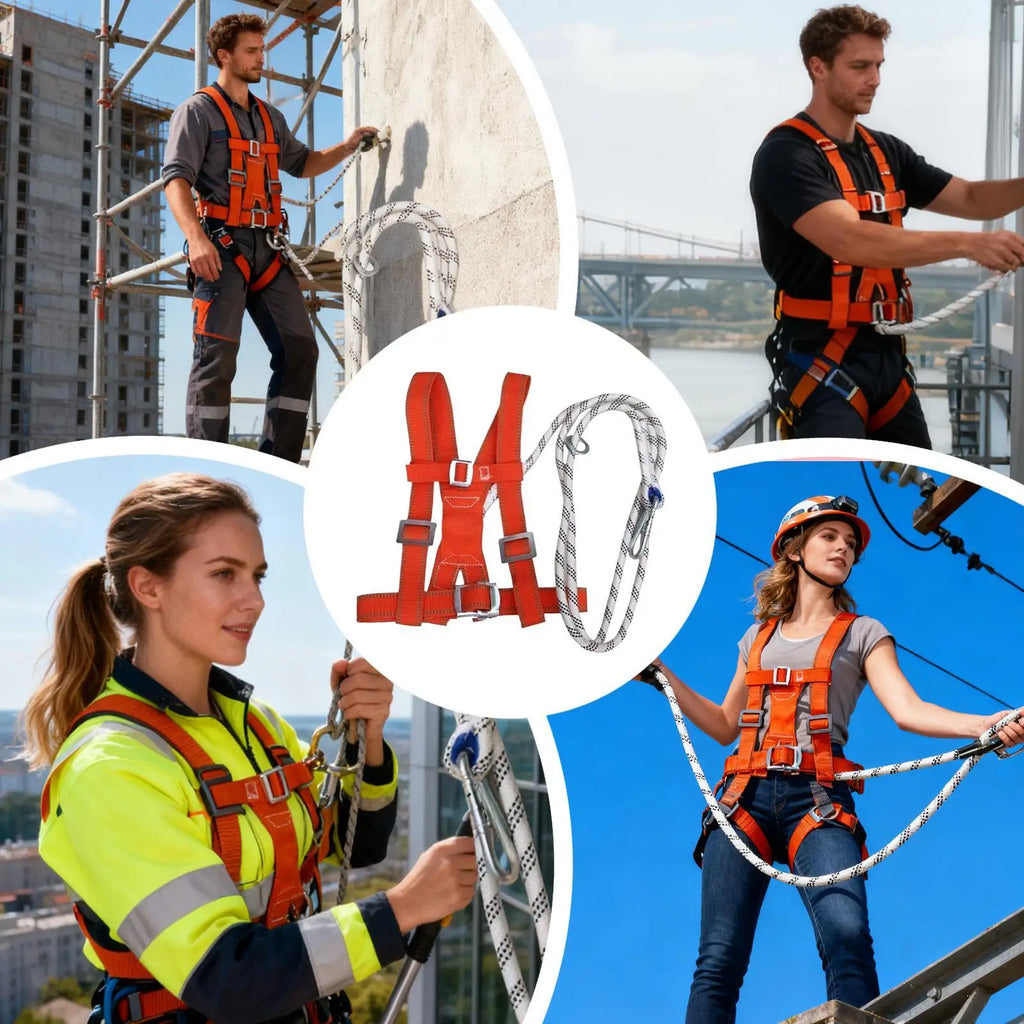 Adjustable Safety Harness Fall Protection, Double-Strap Full Body Harness for Window Cleaning, Warehouse, Construction & Work