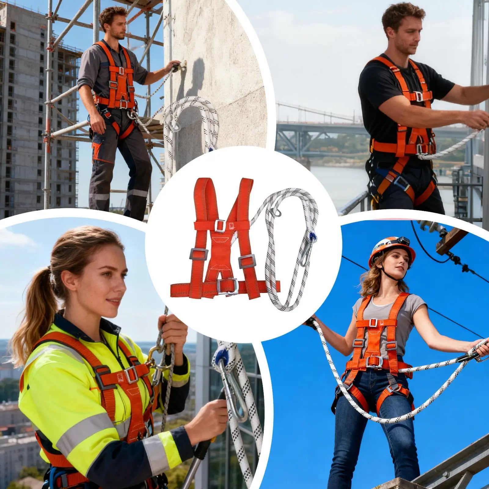 Adjustable Safety Harness Fall Protection, Double-Strap Full Body Harness for Window Cleaning, Warehouse, Construction & Work