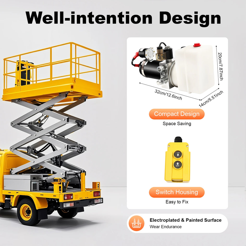 Hydraulic Pump for Dump Trailer, 12V Hydraulic Power Unit , 800W Single Acting Dump Truck Hydraulic Pump Remote Control 1.5L