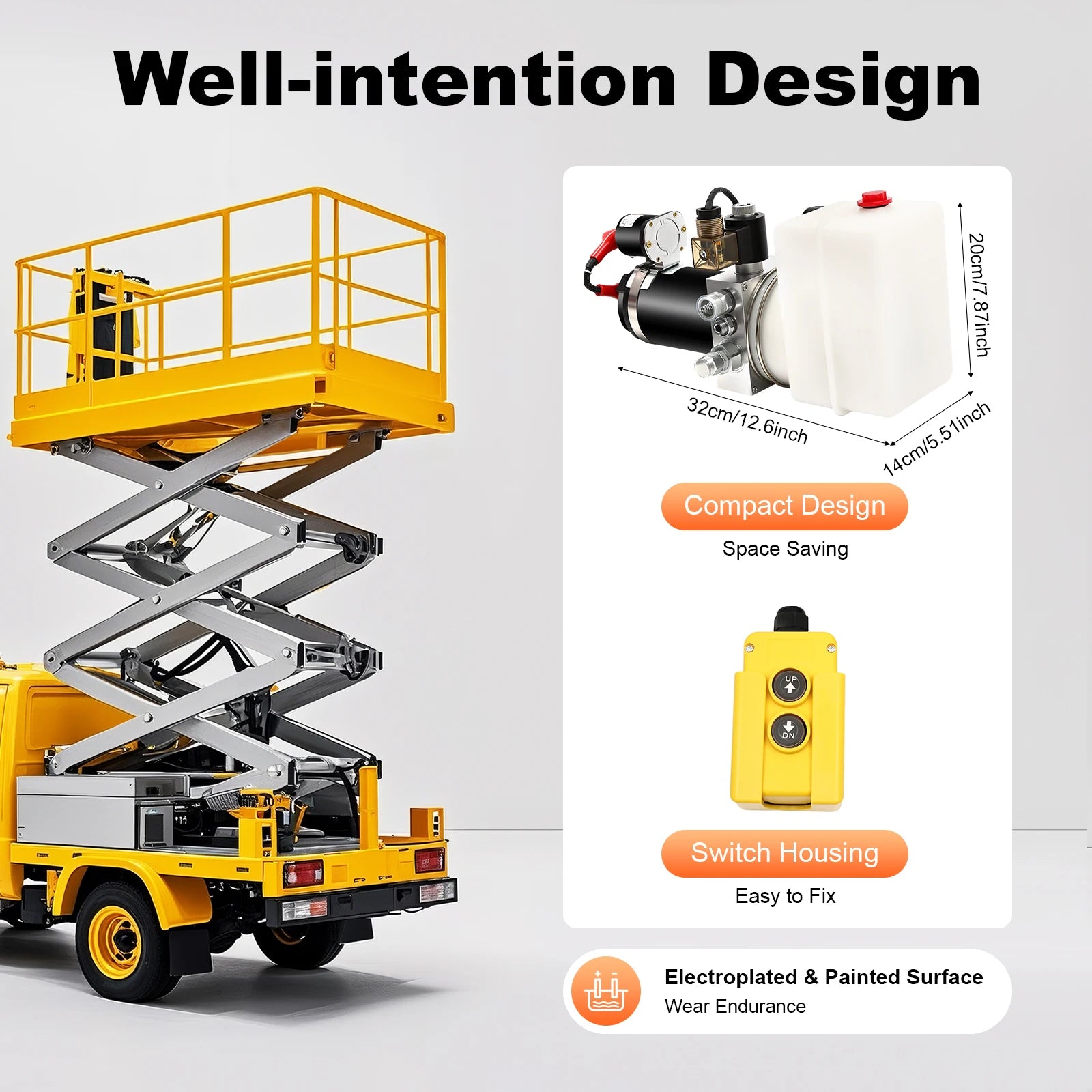Hydraulic Pump for Dump Trailer, 12V Hydraulic Power Unit , 800W Single Acting Dump Truck Hydraulic Pump Remote Control 1.5L