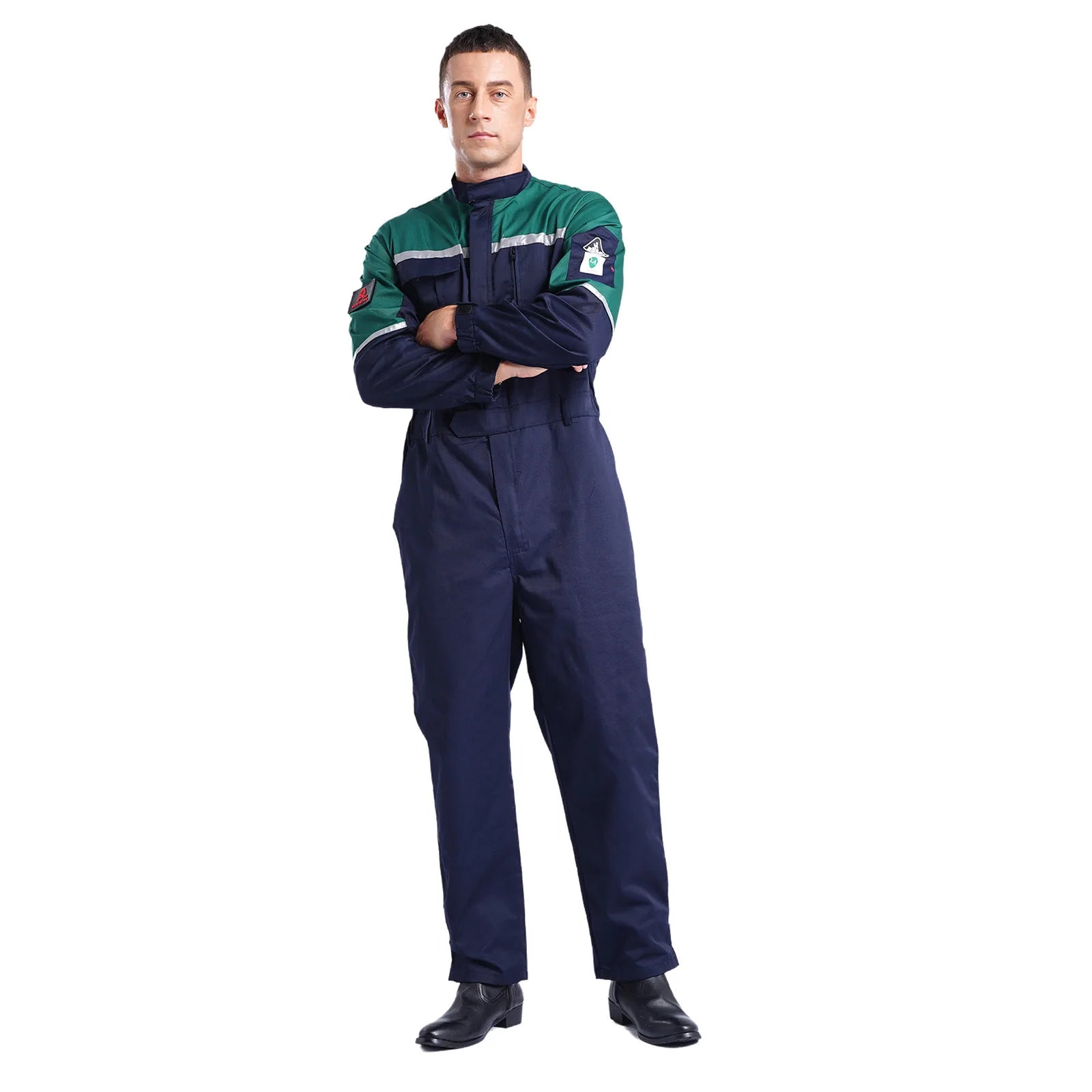 Mens Wear Resistant Anti-static Protective Jumpsuit Workwear Multi-pocket Reflective Straps Full-body Coveralls Workshop Uniform