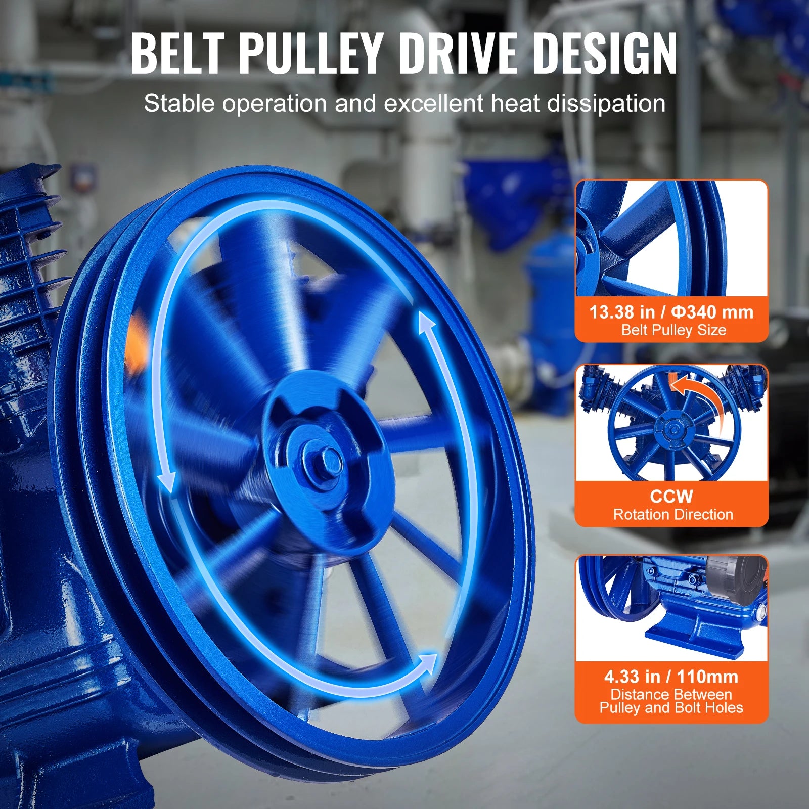 SucceBuy 10HP Air Compressor Pump Head 90PSI 3Cylinder Oil Lubricated Air Compressor Piston Head Dual Stage VType Air Compressor