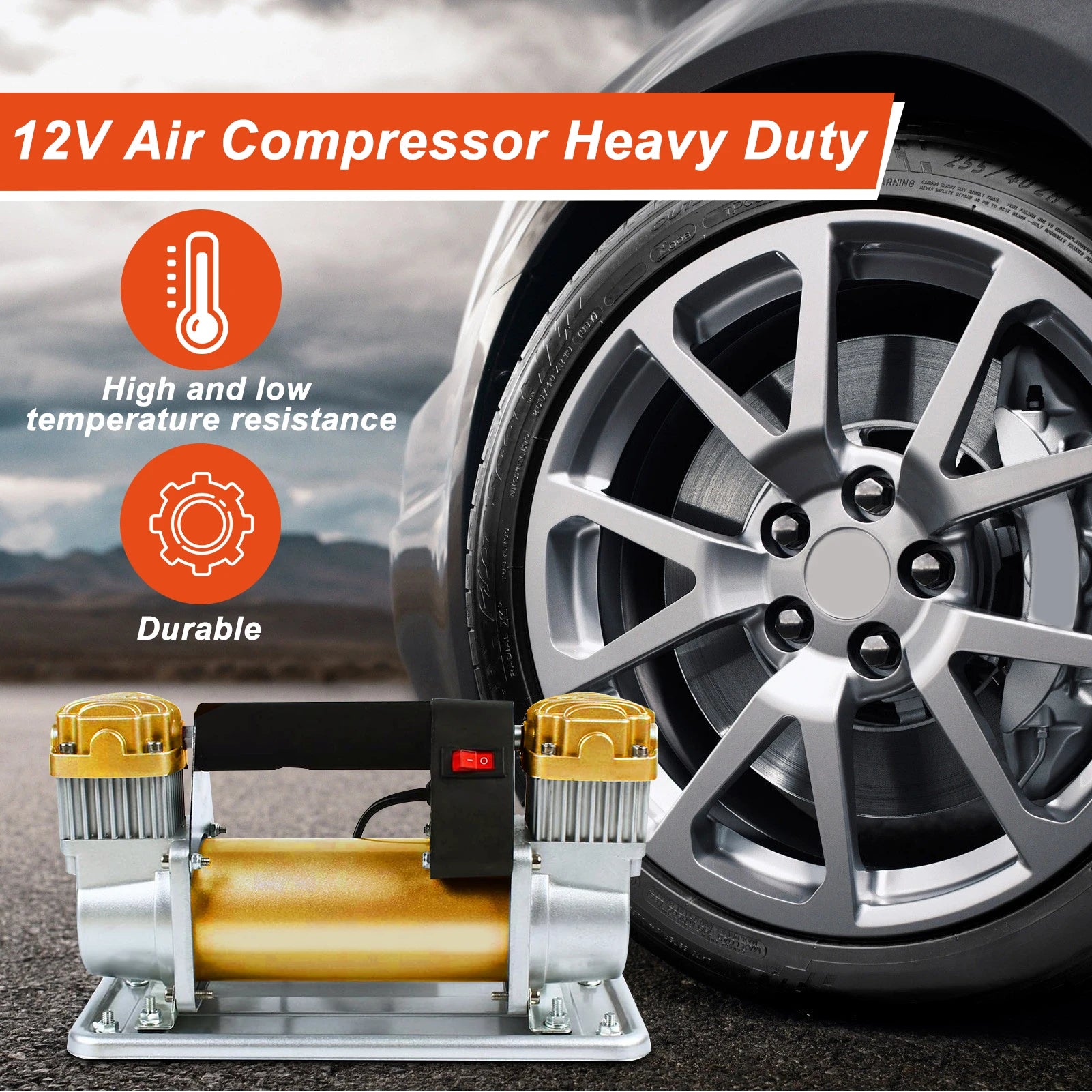Double Cylinders | Car Air Compressor Tire Inflator | 150PSI Tire Inflator Portable Air Compressor | for ATV SUV RV Truck Motorcycle Tires Inflatables Ball