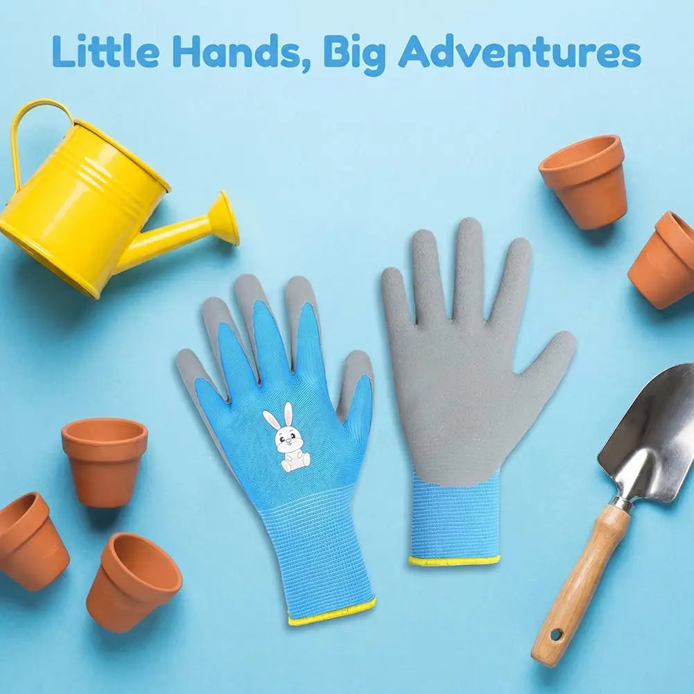 Kids Durable Waterproof Garden Work Gloves Non-Slip Children Safety Yard Work Gloves Portable Garden Supplies Gardening Gloves