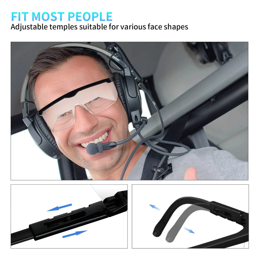 Protective Safety Glasses Eye Protection Goggles CE Ansi Z87 Anti Fog Shading Eyewear for Pilot IFR Training Aviation Flight