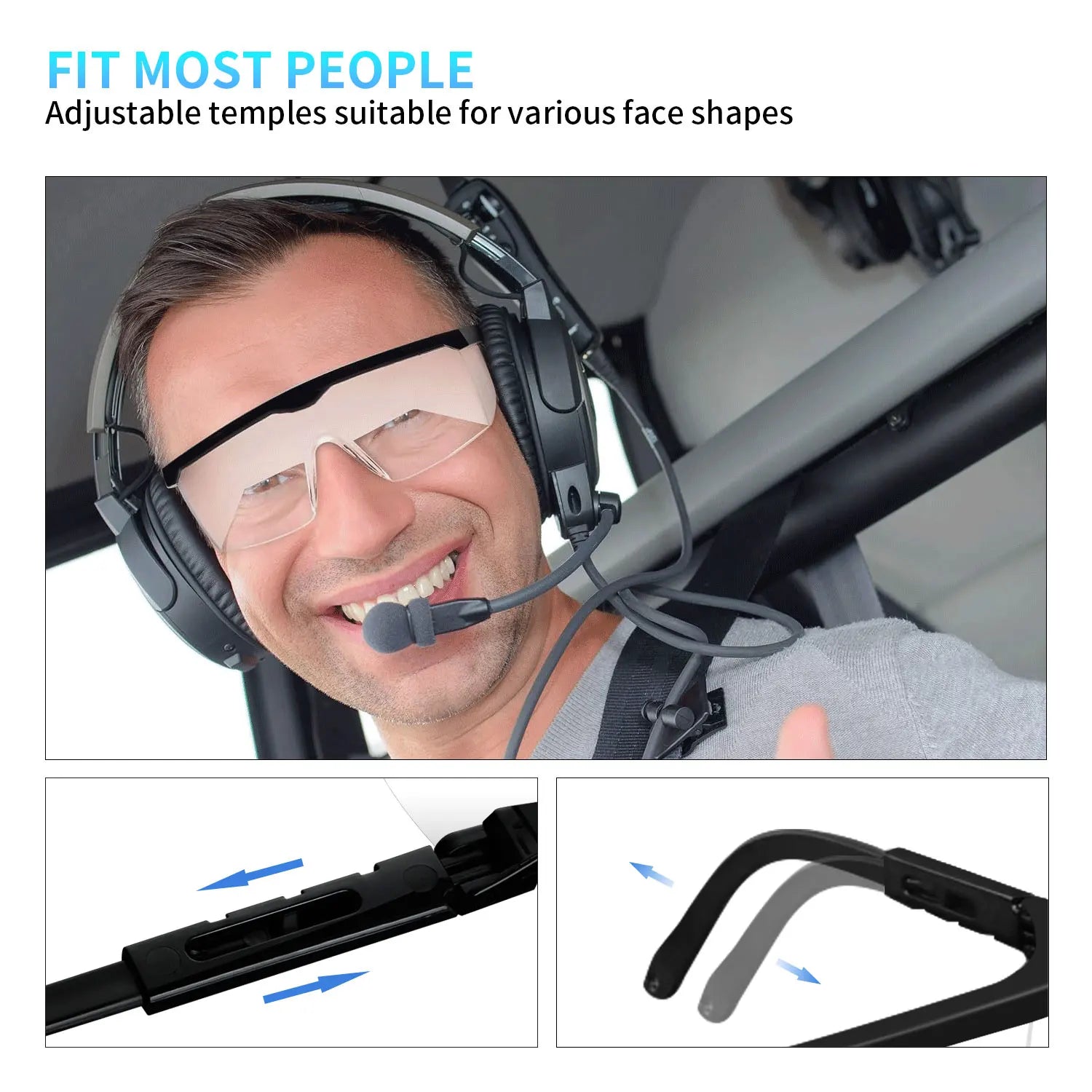 Protective Safety Glasses Eye Protection Goggles CE Ansi Z87 Anti Fog Shading Eyewear for Pilot IFR Training Aviation Flight