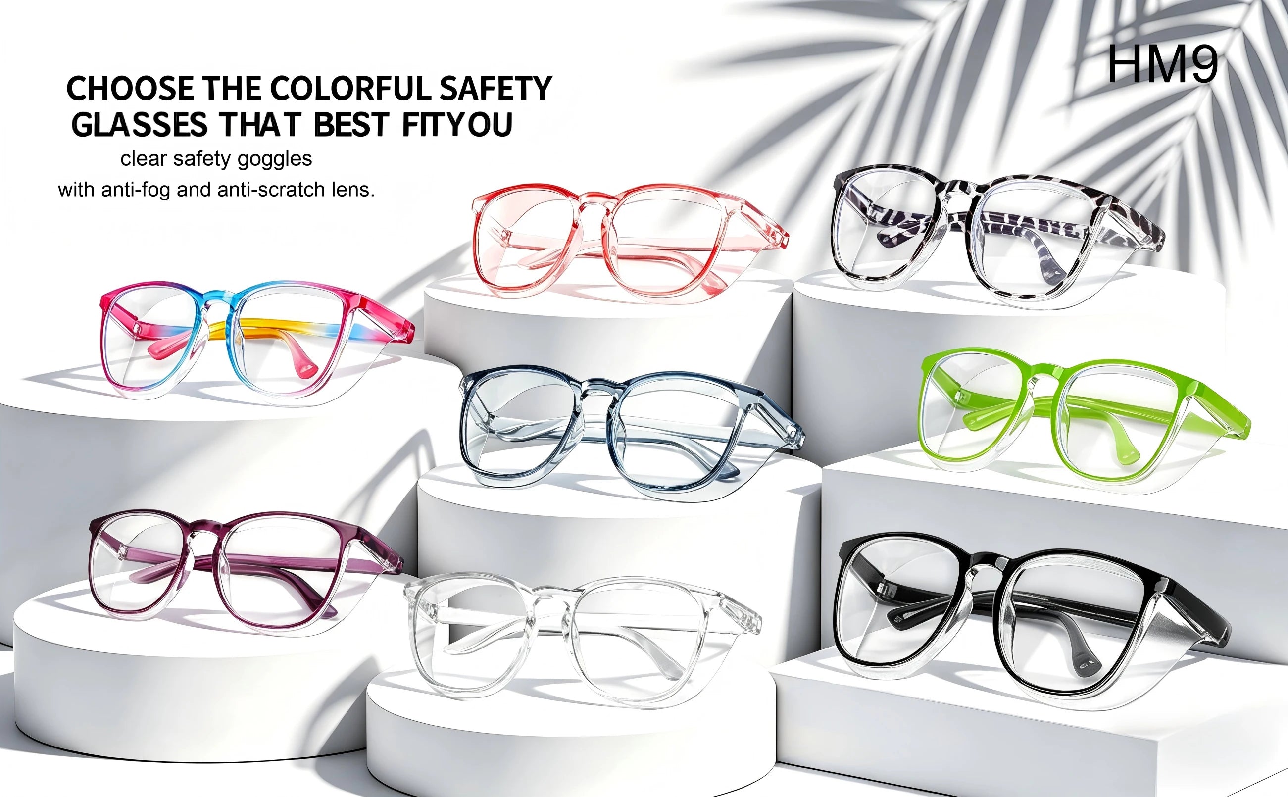 Stylish Safety Glasses Goggles, ANSI Z87+ Anti Fog Safety Goggles Blue Light Blocking Protective Eyewear for Nurses HM9