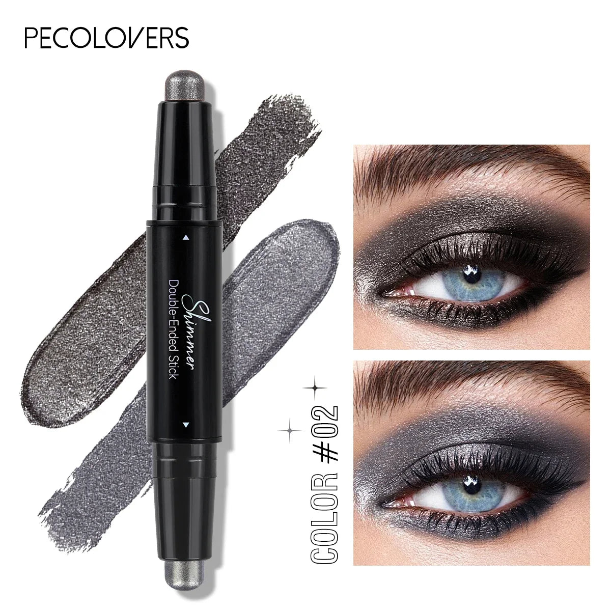 1PC Shimmer Double Head Eyeshadow Stick, Colorful, Waterproof, Easy Blend, for Stage Makeup and Music Festivals