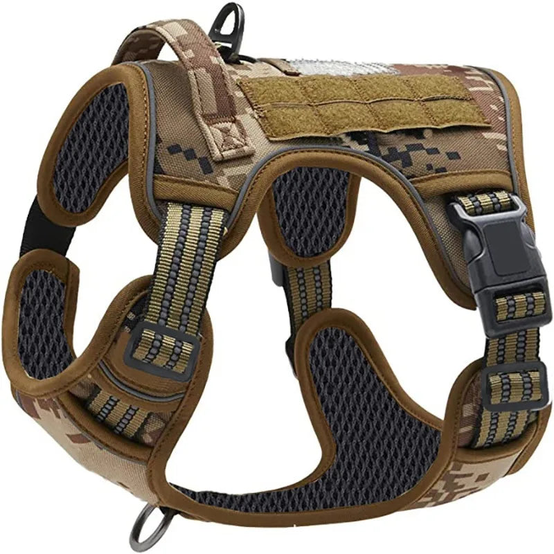 dog Harnesses Outdoor Pet Tactical Harness Safety Reflective Dog Vest Adjustable Mesh Leash with Handle