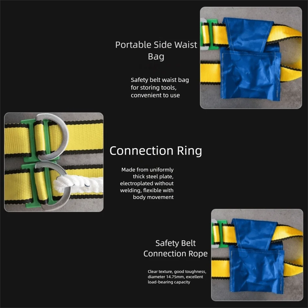 Professional Grade Outdoor Safety Belt Quick-Connect Buckle Adjustable Safety Rope Fall Prevention Rope Hook Safety Harness