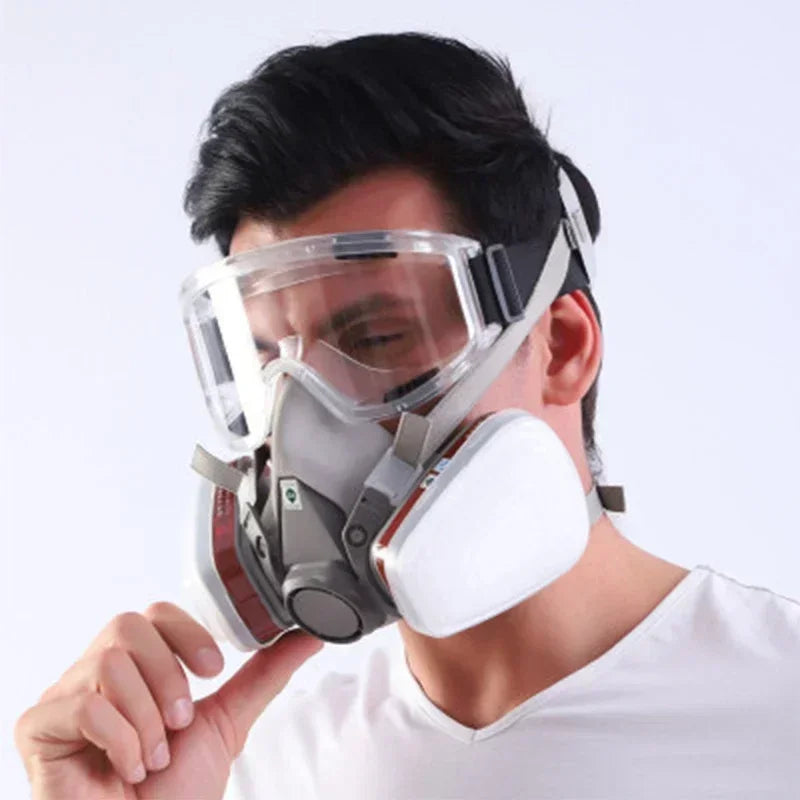 27in1 6200 Half Face Dust Gas Mask Respirator For Industrial Paint Spray Chemical Organic Vapor With Filters Protection