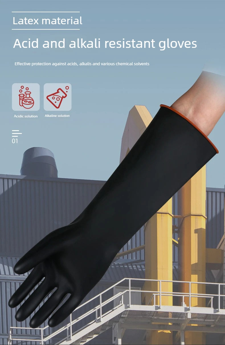 35-55cm Heavy Duty Waterproof Latex Gloves Chemical Resistant Acid Oil Resistant for Home Industry Factory Work Safety Gloves