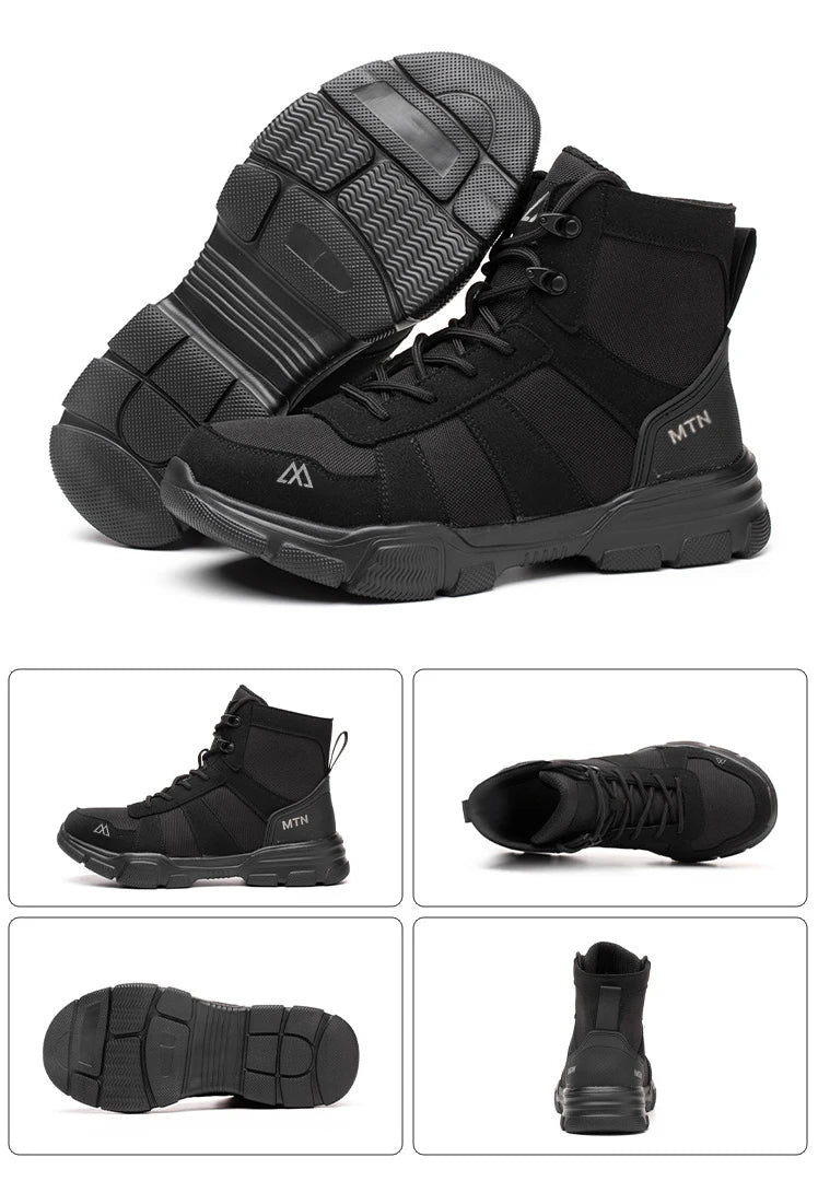 Men Industrial Steel-Toe Work Shoes- Breathable Anti-Smash Protection