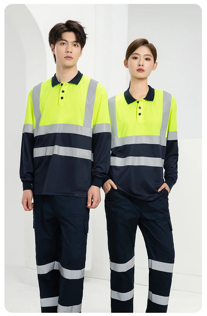 Hi Vis safety work clothes polo shirt safety Cargo pants work trousers Mechanic's repairman Working Shirt with trousers Coverall