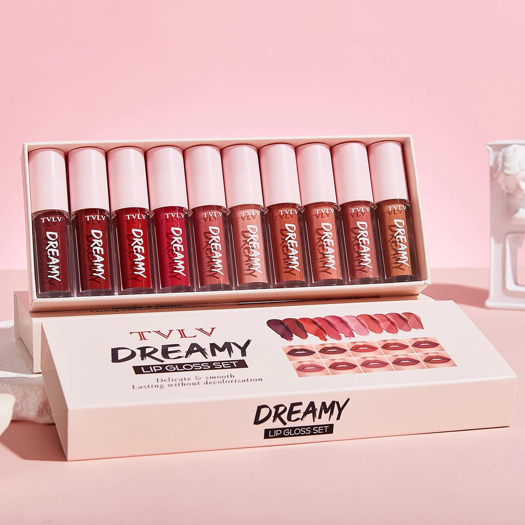 10 Pieces/Set Lip Gloss Velvet Lipstick: Waterproof and Long-Lasting Lip Gloss Women's Moisturizing Lipstick Set Christmas gift