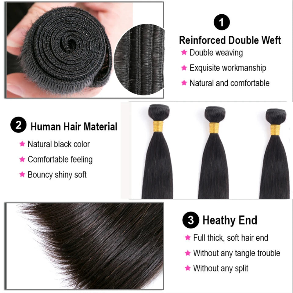 18A Bone Straight Human Hair Bundles Soft 100% Raw Virgin Hair Extensions For Women Hair Weave Bundle Deal Double Weft Wholesale