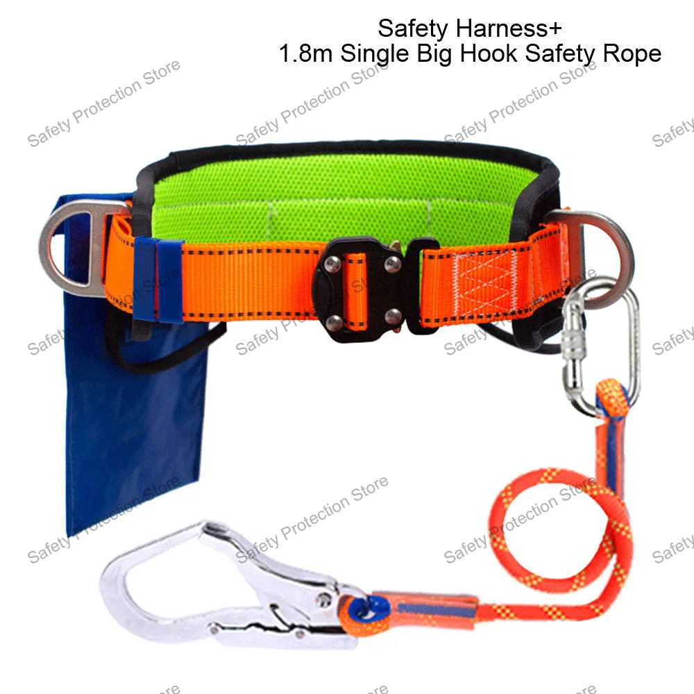 Single Waist Work Safety Belt High-altitude Work Harness Outdoor Rock Climbing Electrician Construction Protective Safety Rope