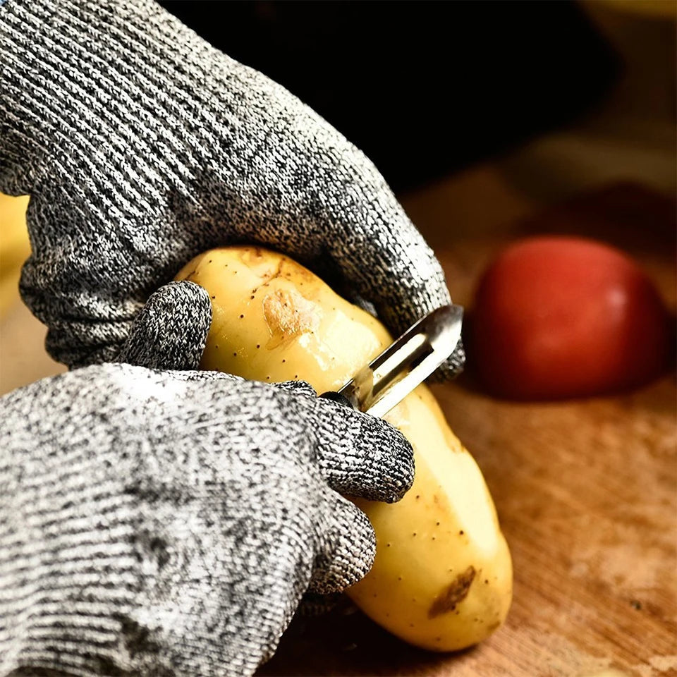1 Pair Anti Cut Gloves High Performance Level 5 Protection HPPE Golves Knife Cut Resistant Protection Kitchen Home Garden Gloves