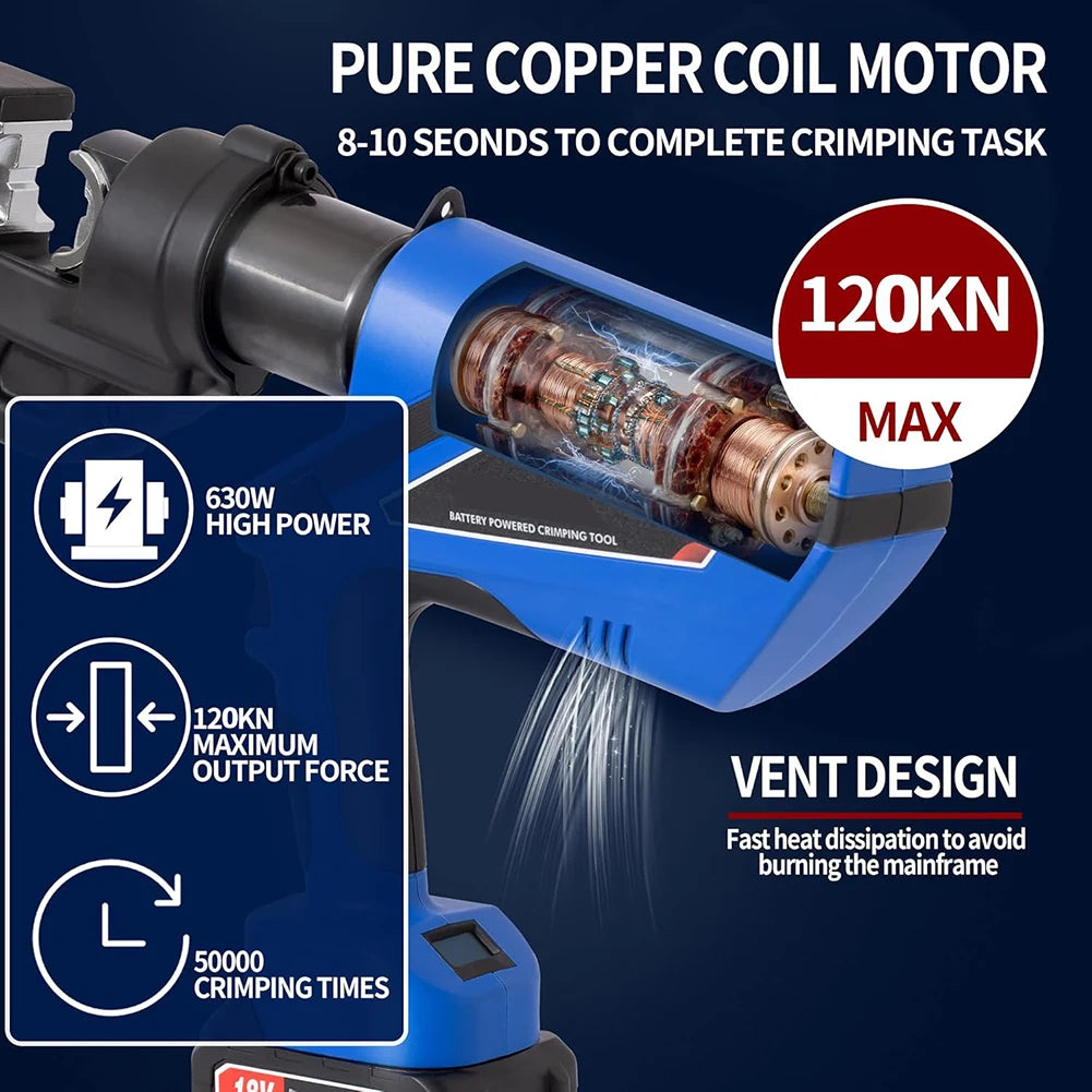 EZ-300 EZ-400 Electric Hydraulic Plier w Battery Handheld Rechargeable Cable Copper Aluminum Terminal Crimping Tool & 12Set Mold