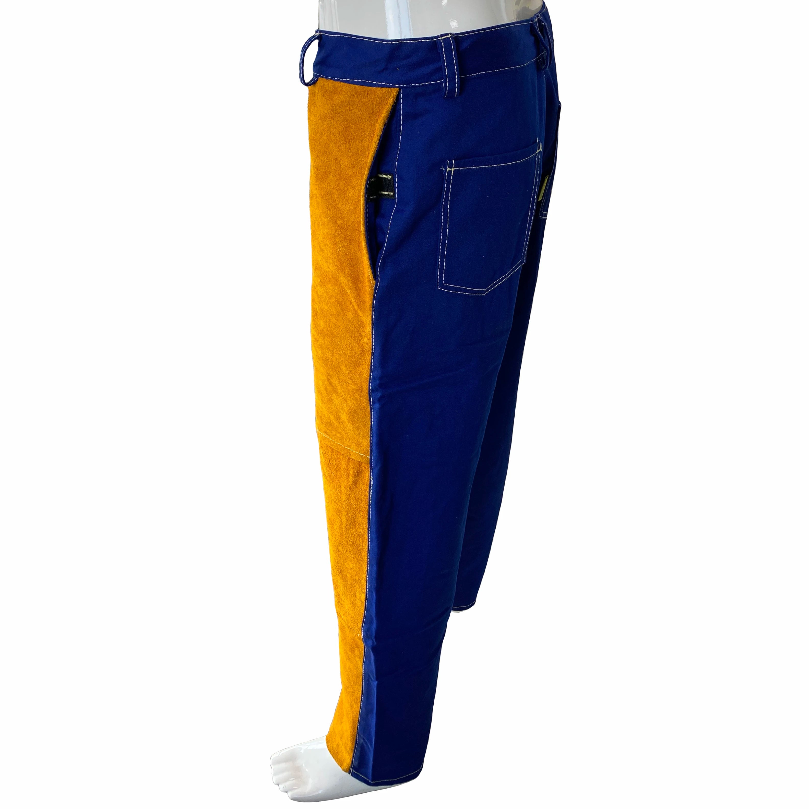 Fire Proof Welding Trousers Pants Split Cow Leather FR Cotton Welding Clothing Flame Retardant Welding Coverall
