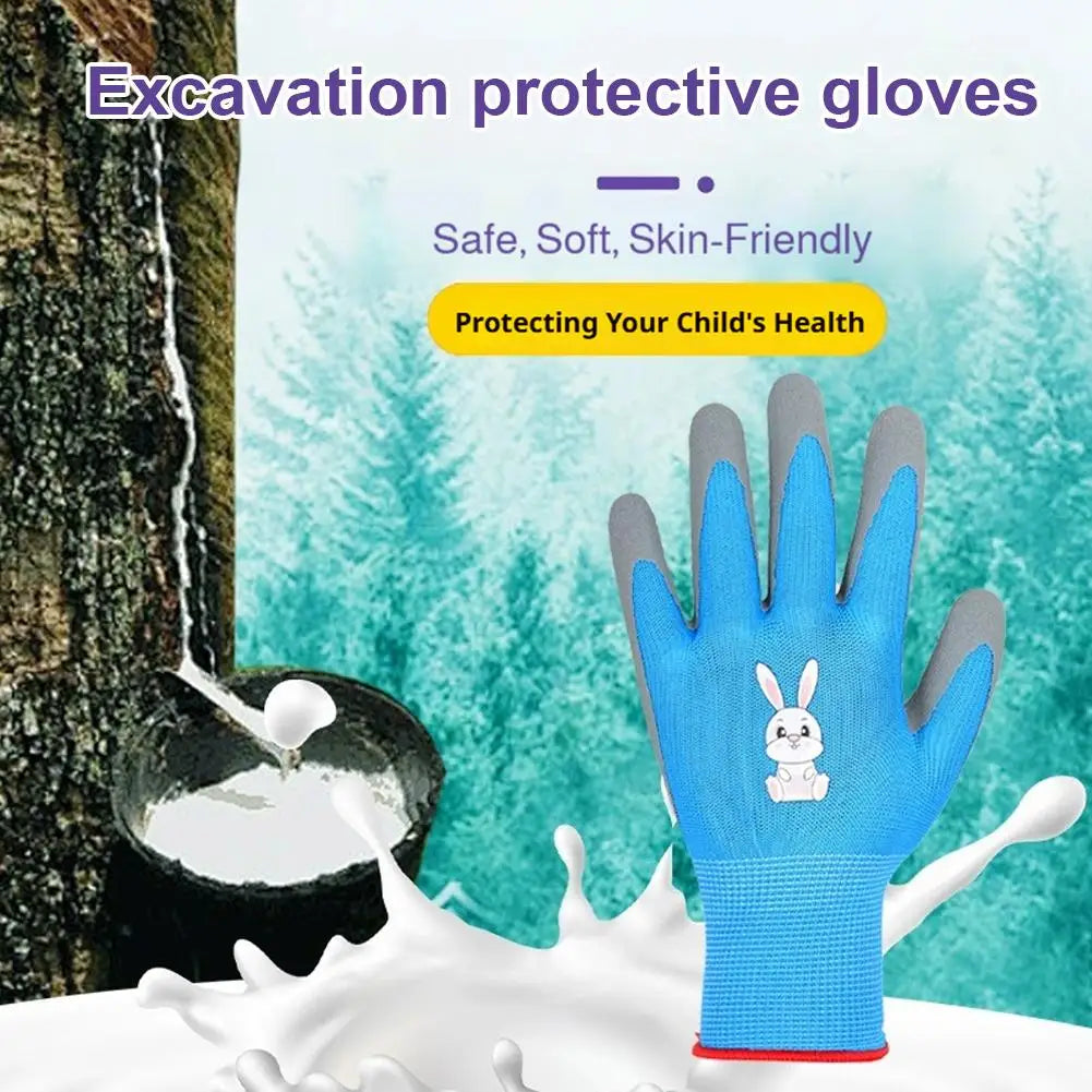 Kids Durable Waterproof Garden Work Gloves Non-Slip Children Safety Yard Work Gloves Portable Garden Supplies Gardening Gloves