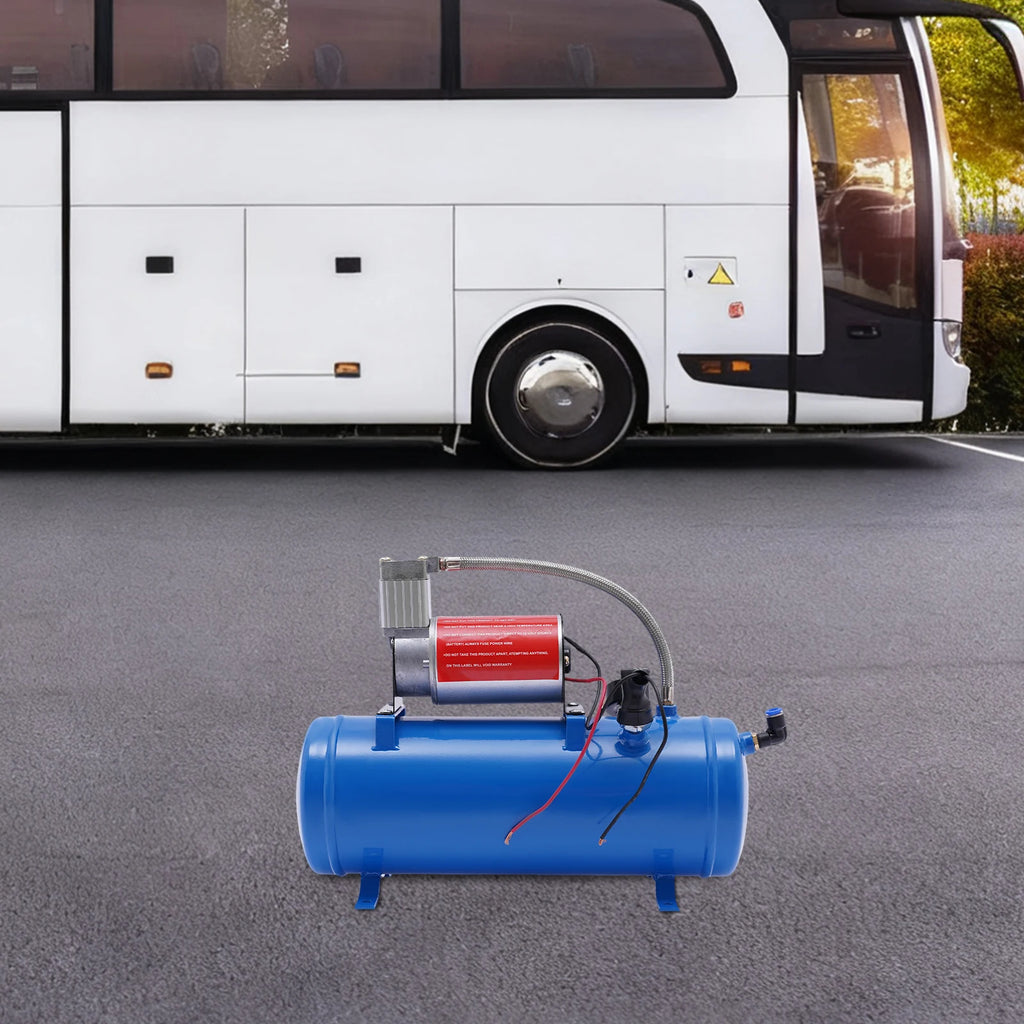 DC12V 23A Metal Air Compressor 6L Tank Capacity Blue with 3.8m Hose for Automobile Tires, Engines Fast Inflation