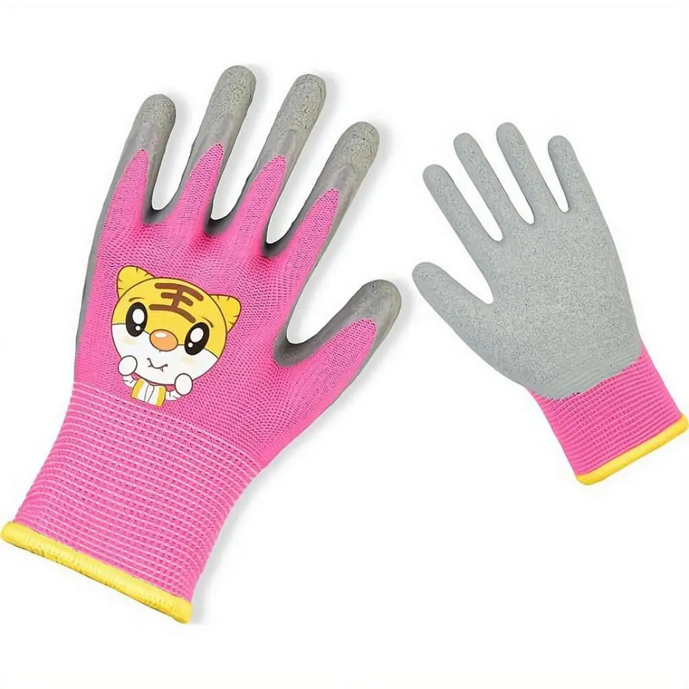 Kids Durable Waterproof Garden Work Gloves Non-Slip Children Safety Yard Work Gloves Portable Garden Supplies Gardening Gloves
