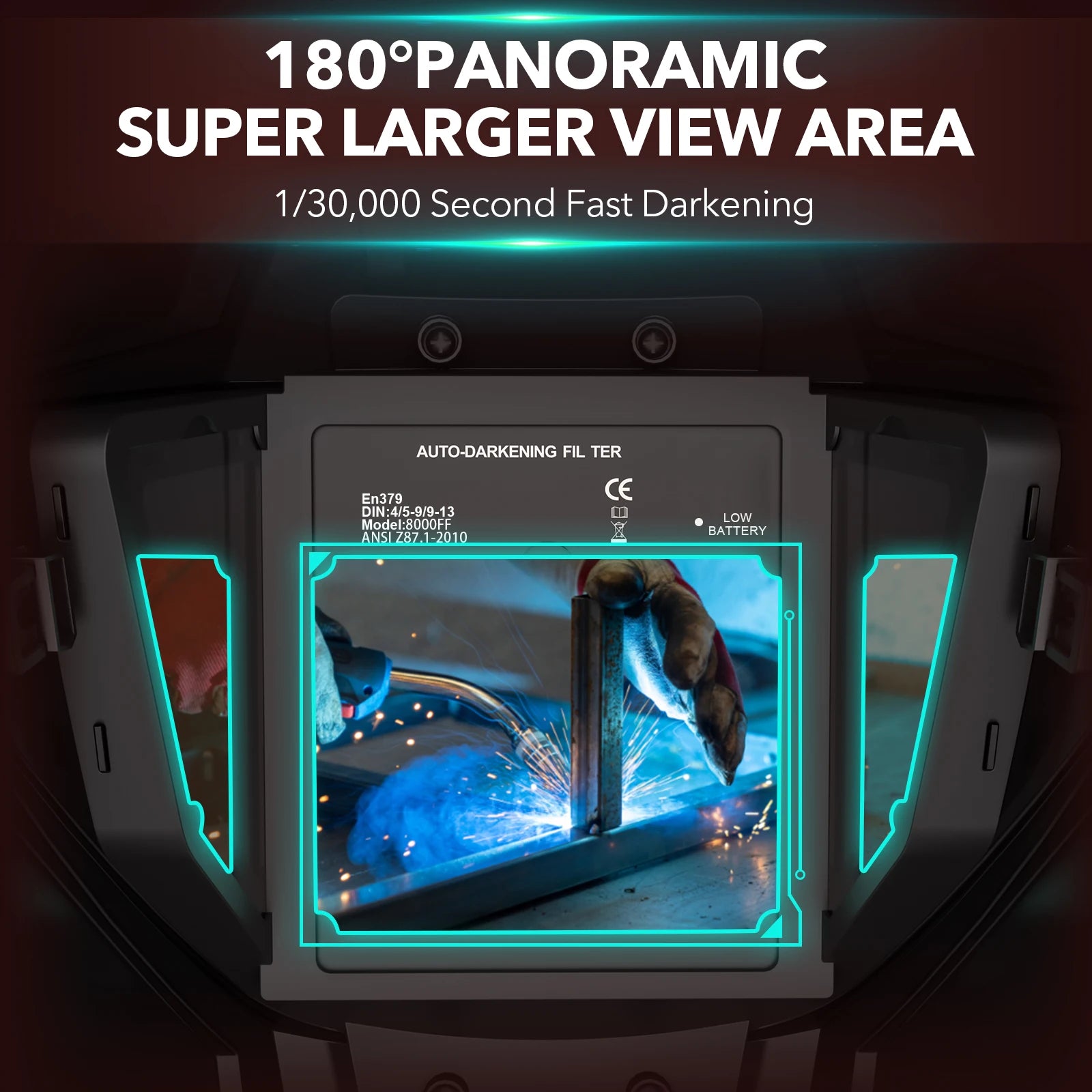 Panoramic View Welding Helmets Auto Darkening Welding Hood True Color 4 Arc Sensor Welder Mask Large Viewing Wide Shade