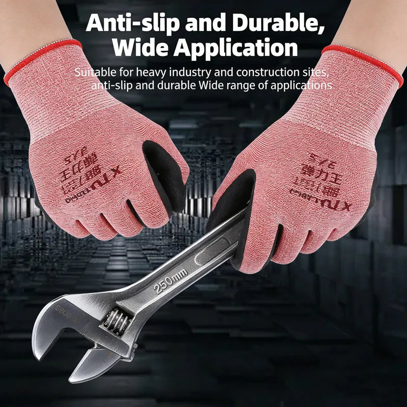 Heavy Duty Work Gloves, High Wear-Resistant Rubber Palm with Anti-Slip Grip, Thermal Fleece Lined for Cold Weather Jobs