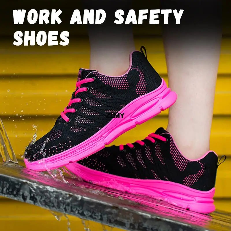 Women Safety Shoes New Steel Toe Work Safety Boots Breathable Working Sneaker Lightweight Sport Work Shoes Woman Boot Industrial