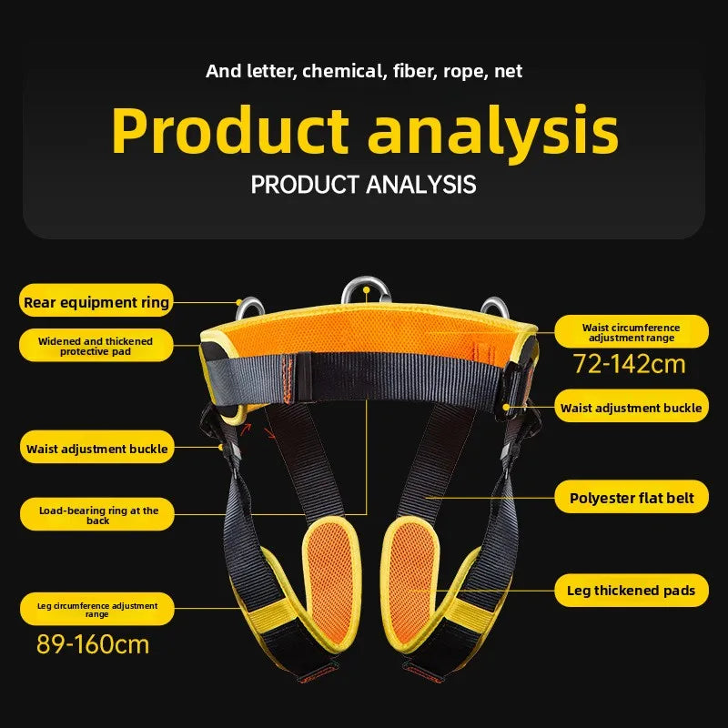 Outdoor Cave Exploration Safety Belt Fast Descent Rock Climbing Harness Ultra-light Simple Half-body Harness