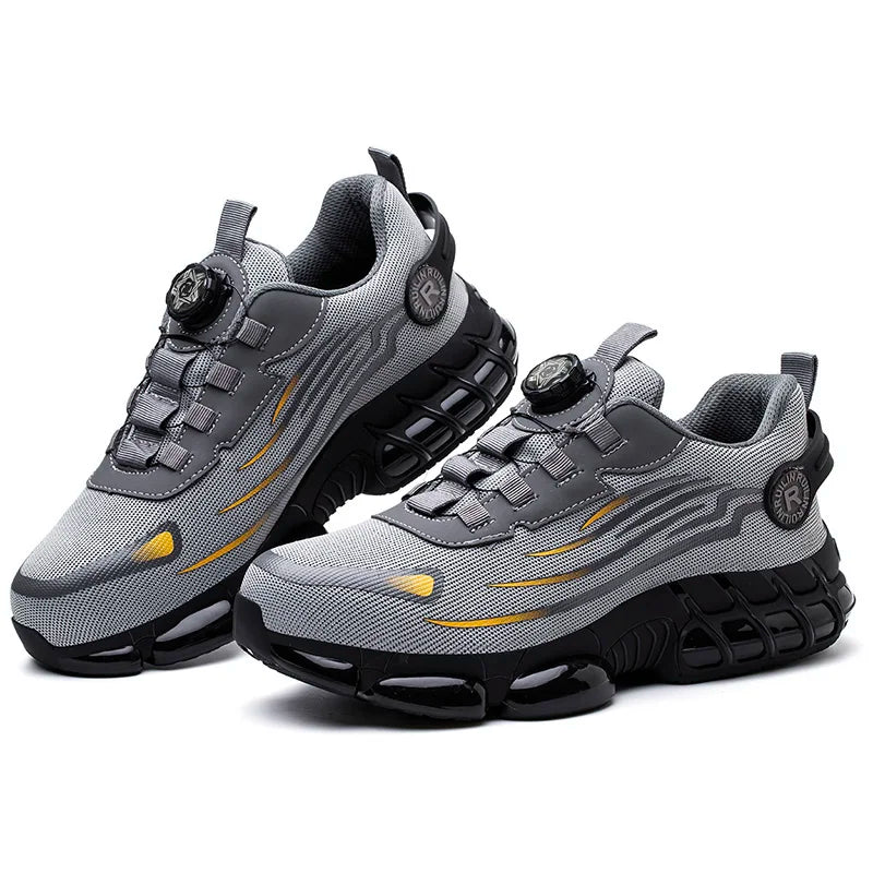 Rotating Button Safety Shoes Men Steel Toe Sneaker Air Cushion Work Shoes Man Puncture Proof Work Safety Boots Protective Shoes